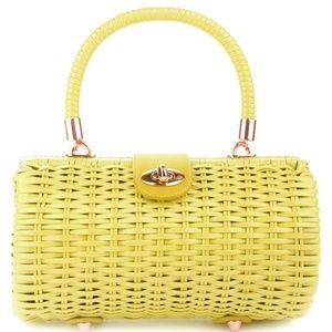 pin up girl wicker purse yellow